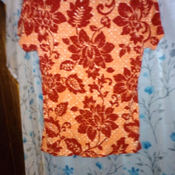 (XS-Pet) Sonoma Orange & Red Floral Baroque Top - Picture 3 of 5